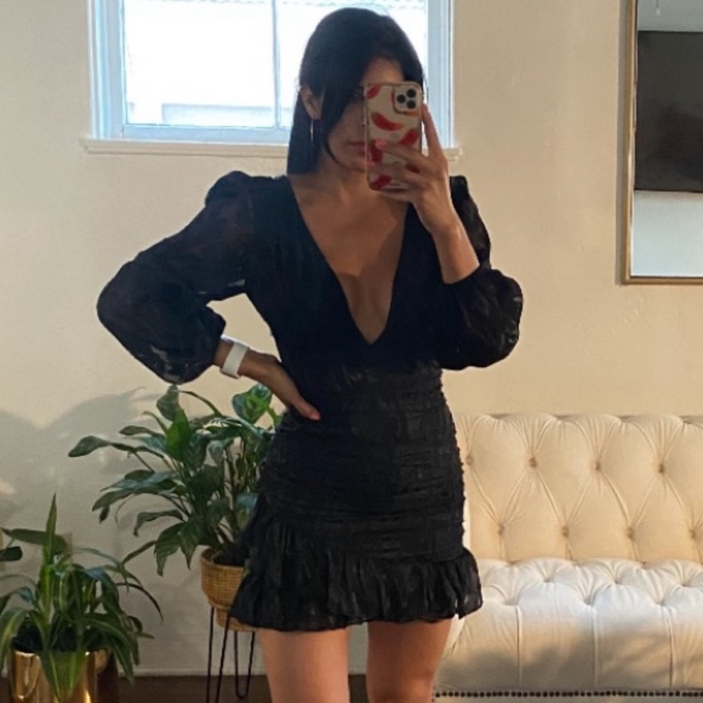 Black lace mini dress